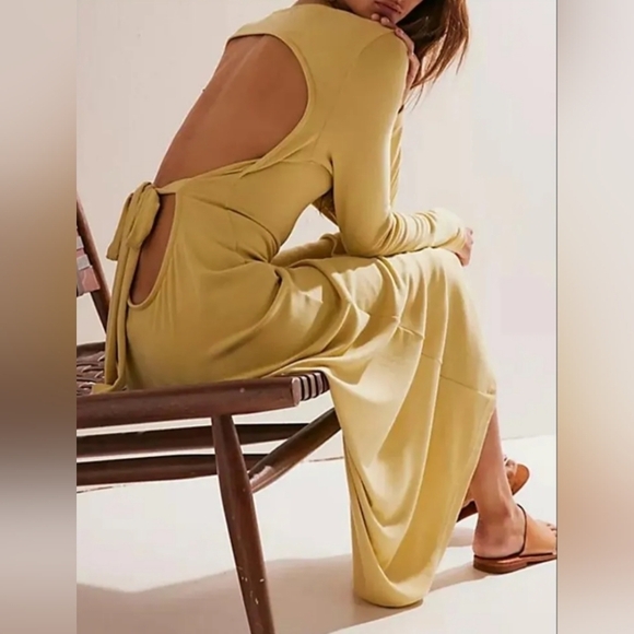 NWOT Free People Aubre Open-back Essential Maxi 💛  Medium - Picture 4 of 8